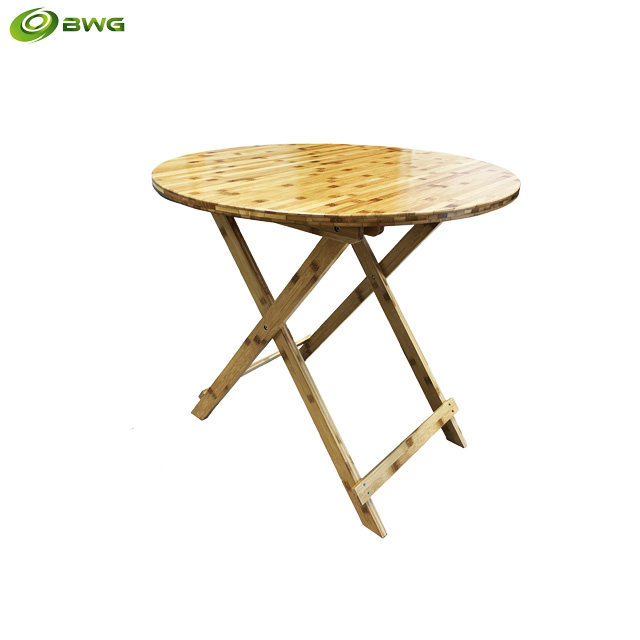 Round Bamboo Folding Table From Vietnam, Small Round Folding Cafe Table